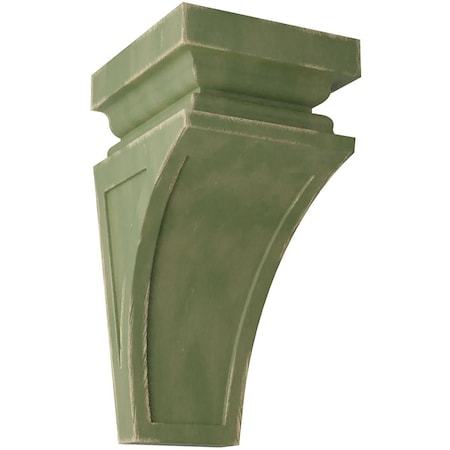 Ekena Millwork 6"W x 6 3/4"D x 12"H Large Nevio Wood Vintage Decor Corbel, Restoration Green CORWD06X06X12NEGR